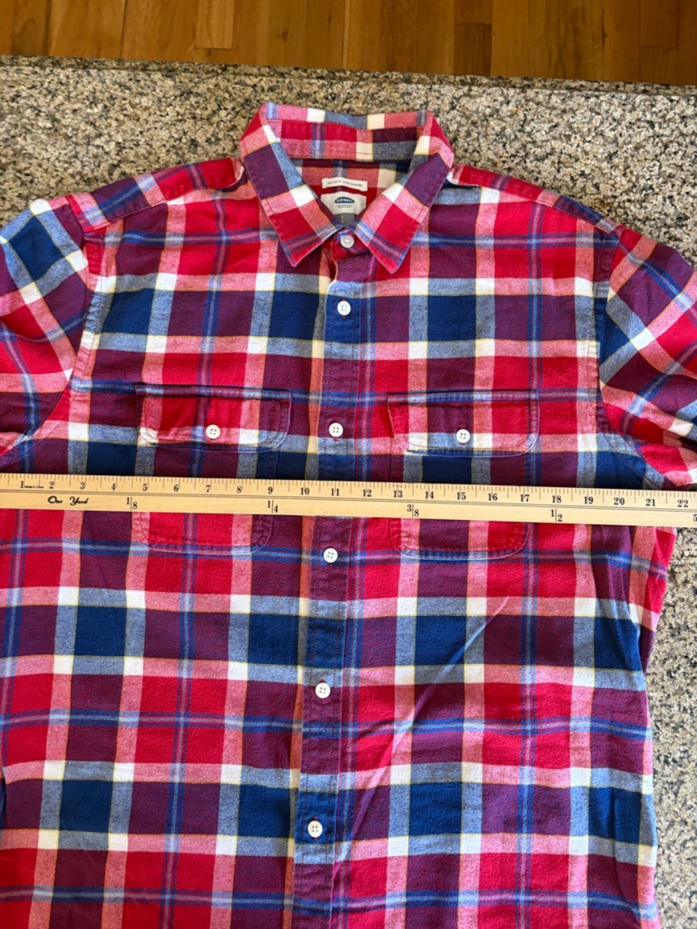 Old Navy Red and Blue Plaid Button-Down Shirt - Picture 3 of 4